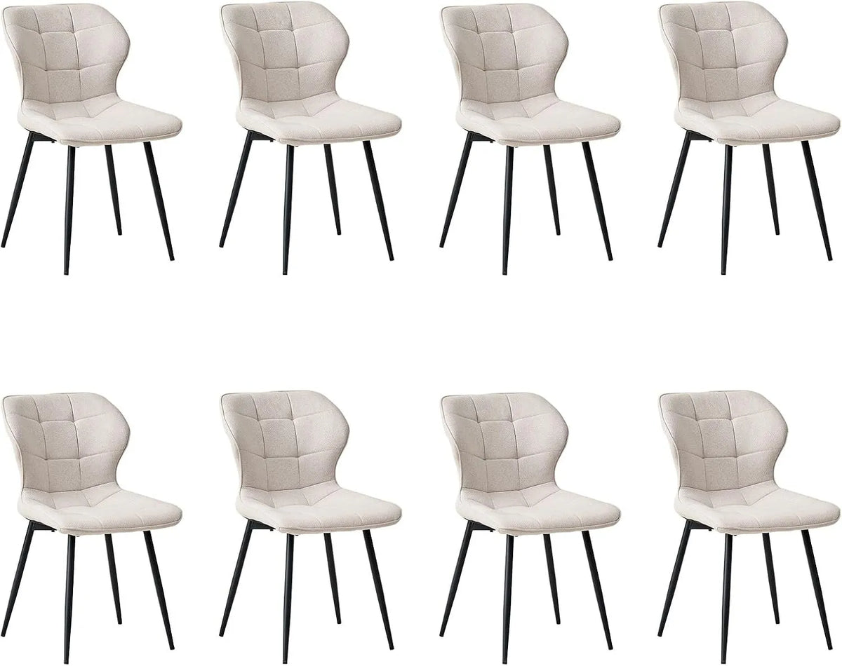 Chaise – en métal, revêtement en tissu, Ensemble de 8, noir