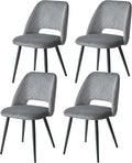 Chaise: en velours côtelé, avec dossier, Lot de 4, gris
