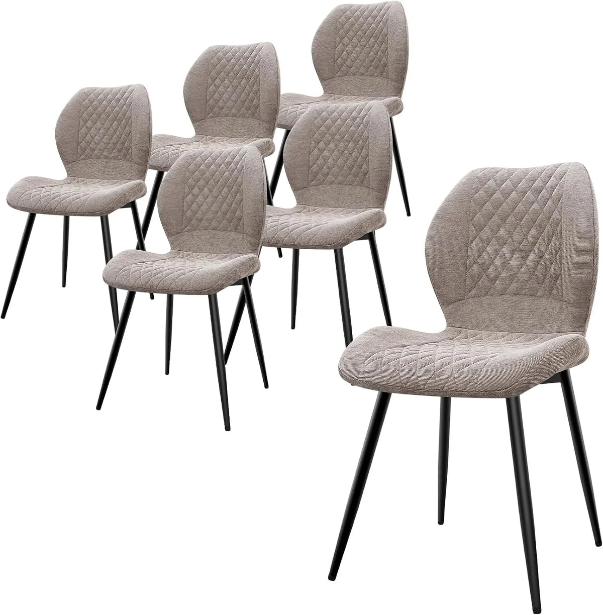 Chaise — en métal, Lot de 6, marron