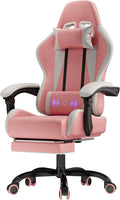 Bureau et table informatique — avec dossier, avec coussins, pour gaming, réglable, 150 kg, rose, avec fonction massage