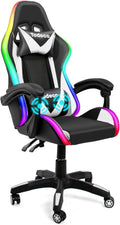 Fauteuil de massage et fauteuil relax — avec dossier, pour gaming, affichage LED, blanc