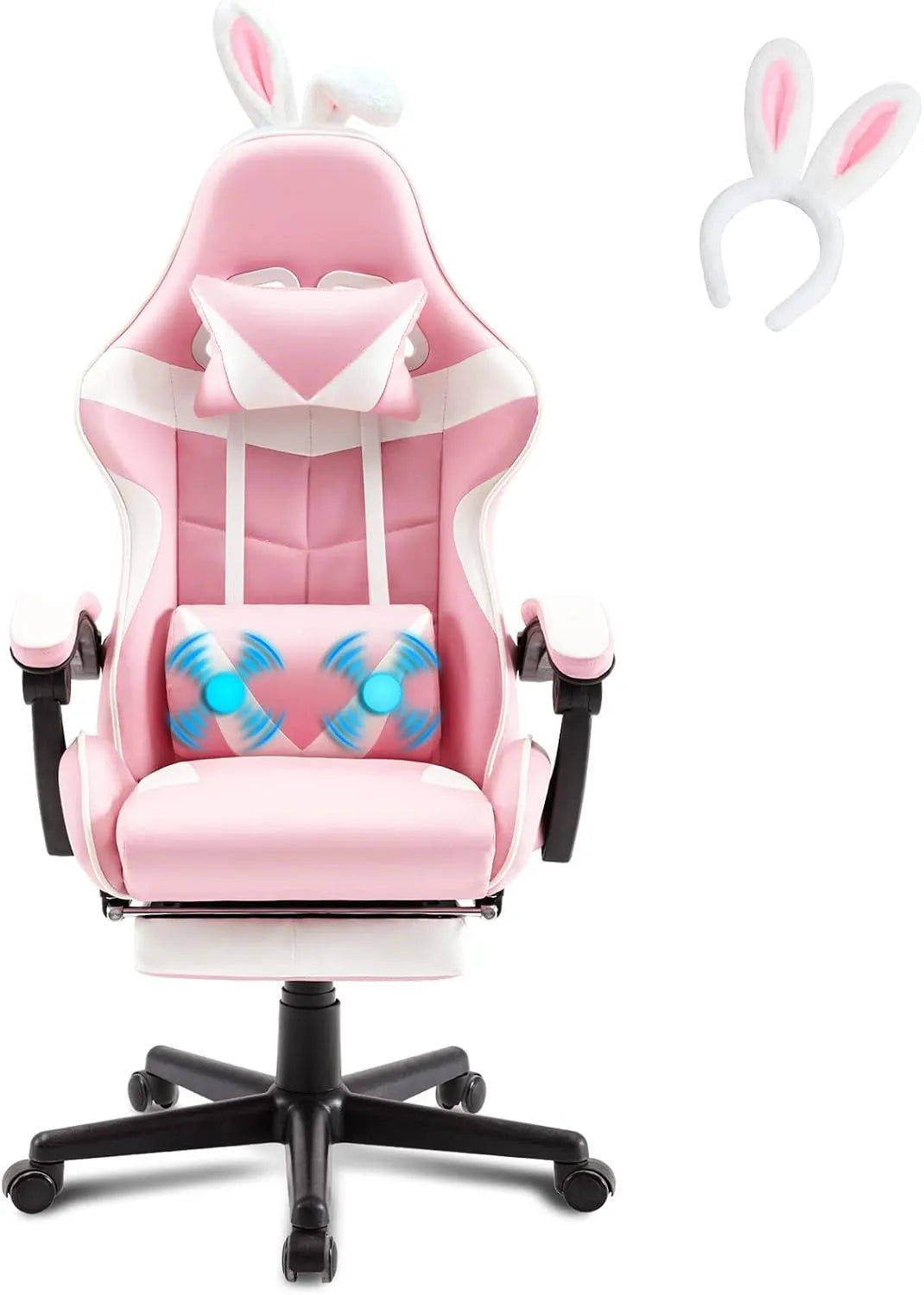 Serre-tête – pour gaming, rose, avec fonction massage