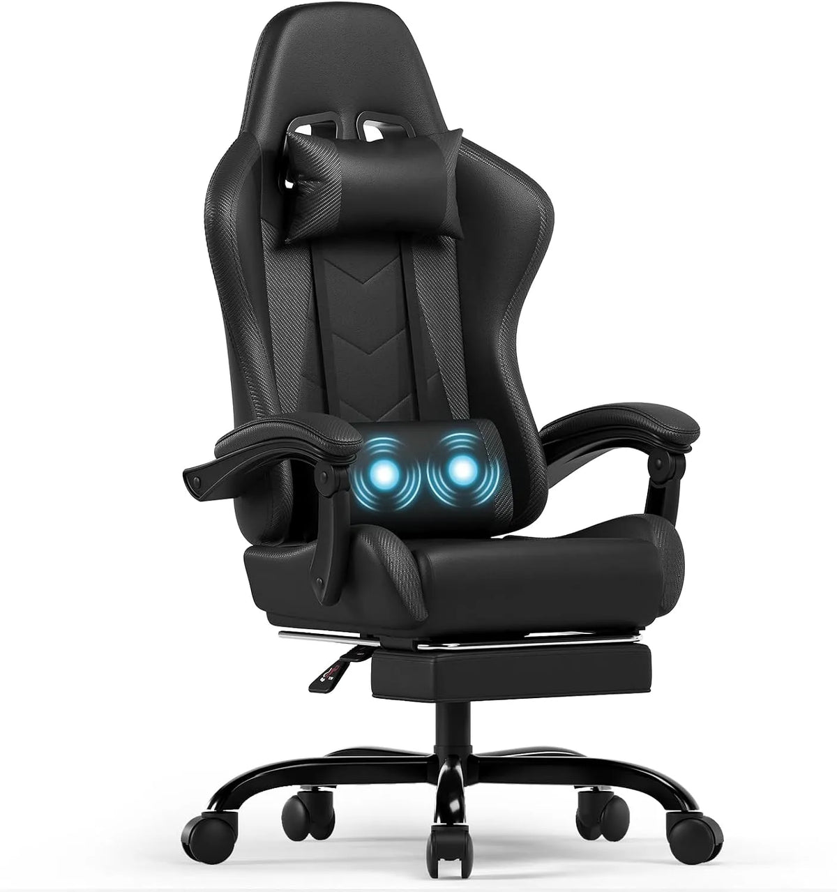 Bureau et table informatique: en cuir PU, pour gaming, réglable, noir, inclinable, avec fonction massage