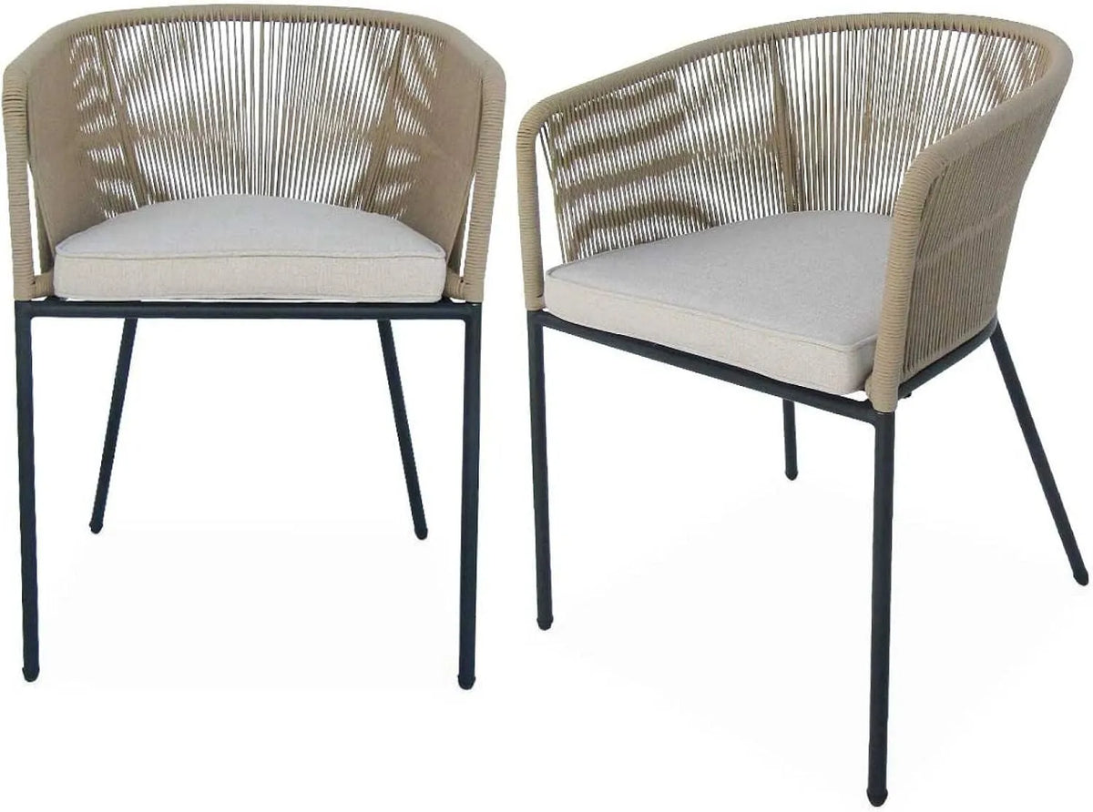 Alice's Garden – en acier, avec coussins, Lot de 2, beige