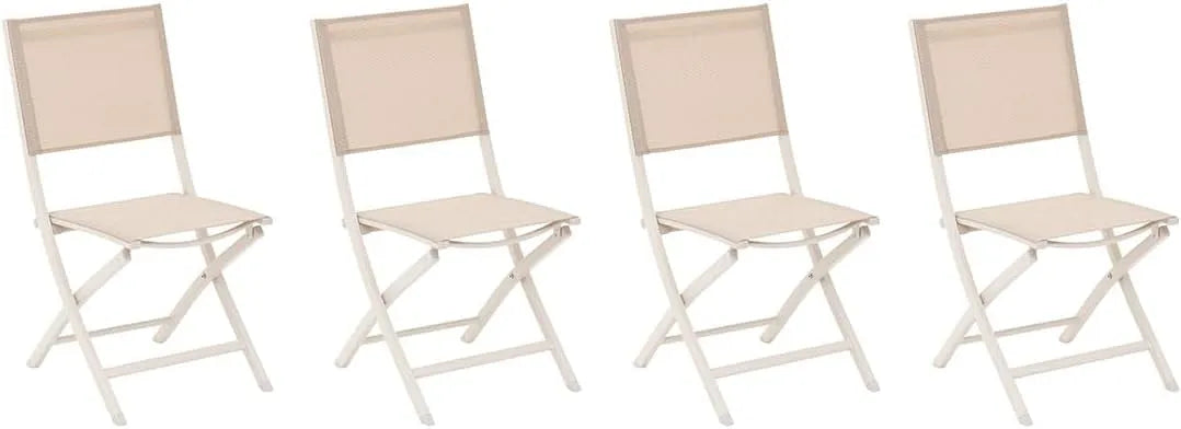 Chaises de jardin — pliable, en aluminium, Lot de 4, 45 × 57 × 90 cm, beige