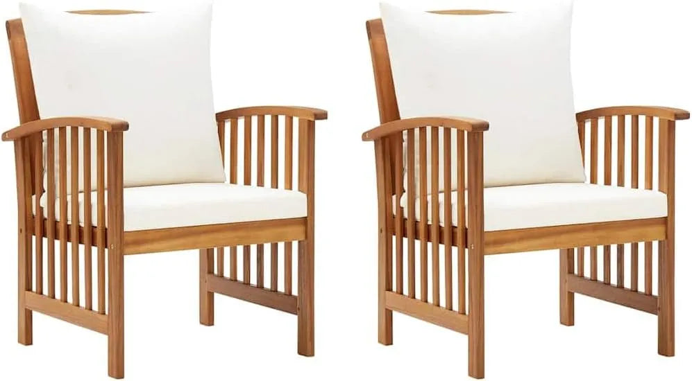 Chaises de jardin — en bois, avec coussins