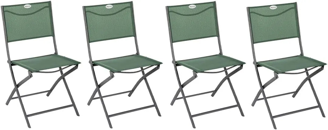 Chaises de jardin: en acier, pliable, Lot de 4, 46 × 52 × 87 cm, vert