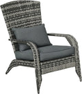 Outsunny Chaise: en acier, avec accoudoirs, avec coussins, 64 × 80 × 90 cm, gris, en résine tressée
