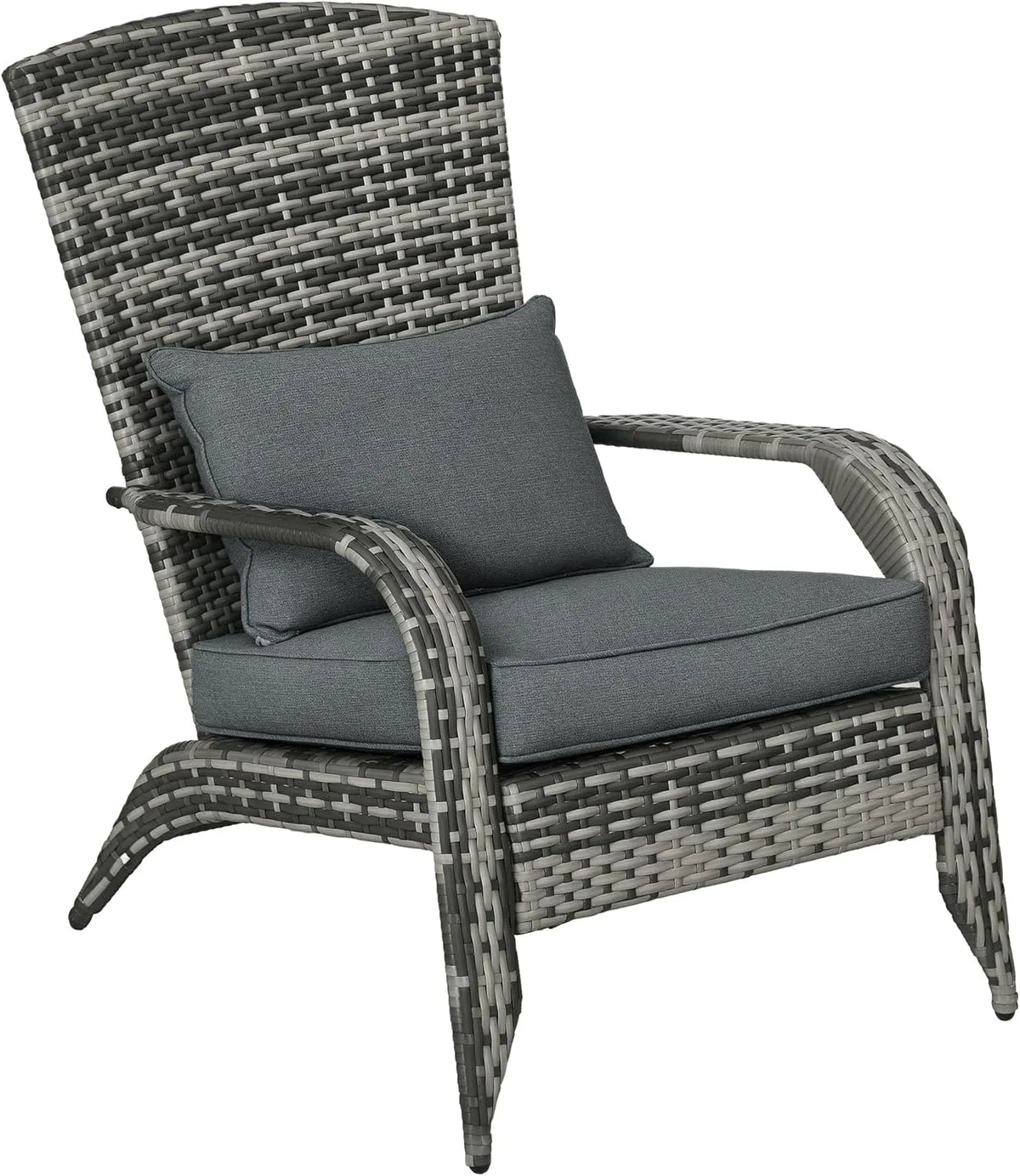 Outsunny Chaise: en acier, avec accoudoirs, avec coussins, 64 × 80 × 90 cm, gris, en résine tressée