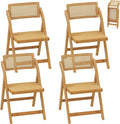Chaise – en bois, avec dossier, Lot de 4, 150 kg, en résine tressée