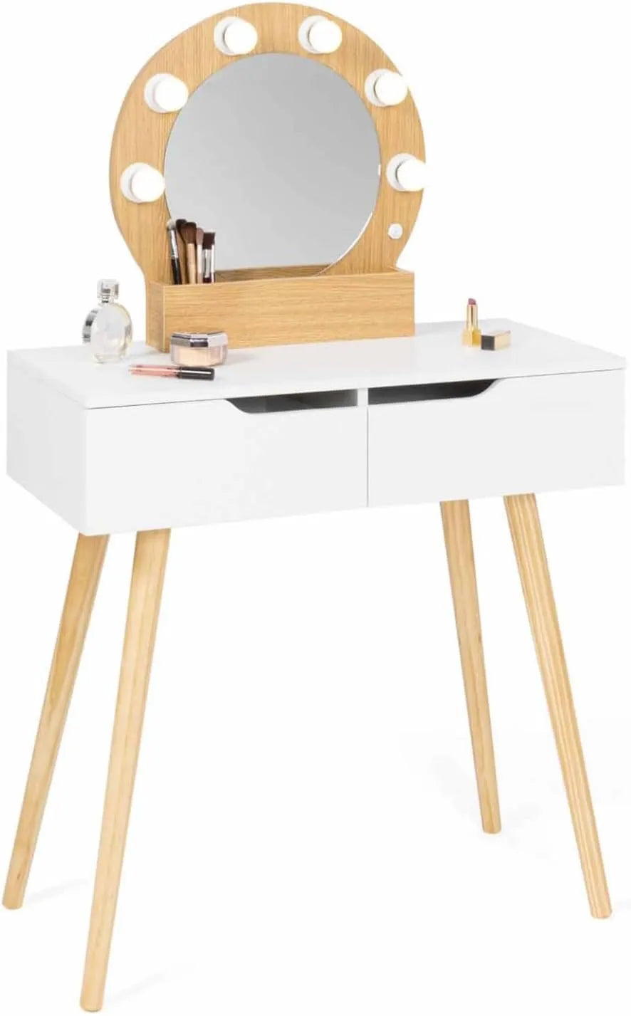 IDMarket — HORIA, en bois, avec tiroirs, affichage LED, 2 tiroirs, blanc