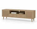 Meuble TV en Bois de Chêne Clair avec Portes et Tiroirs 180 cm