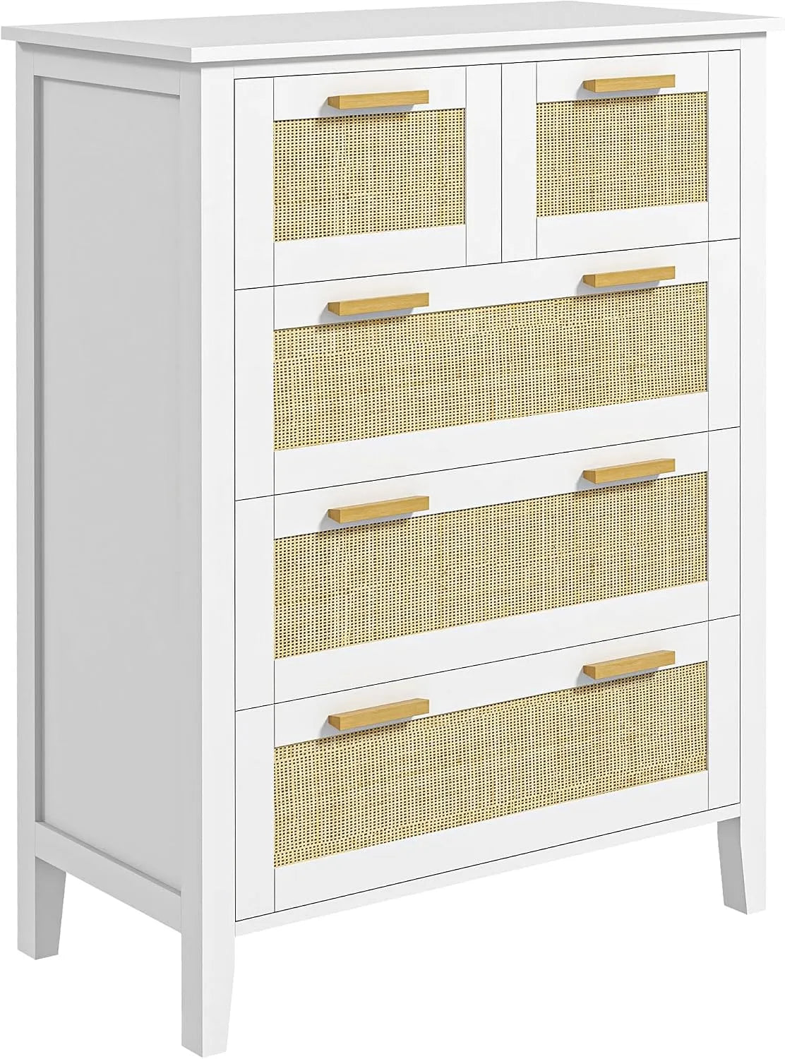 HOMCOM Bureau et table informatique — en métal, avec poignée, en bois, avec rangement, 5 tiroirs, blanc, en bois massif