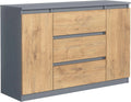 meble masztalerz Commode et meuble à tiroirs Chambre 120 cm avec 2 Portes et – avec rangement, avec tiroirs, 3 Tiroirs, 120, 4 × 78, 2 × 39 cm