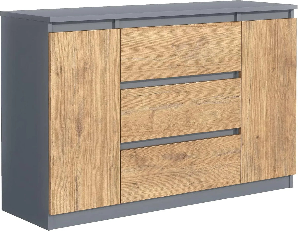 meble masztalerz Commode et meuble à tiroirs Chambre 120 cm avec 2 Portes et – avec rangement, avec tiroirs, 3 Tiroirs, 120, 4 × 78, 2 × 39 cm