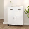 Buffet et meuble de rangement blanc en bois avec 2 portes et 2 tiroirs: avec rangement, avec tiroirs, 69, 5 × 34 × 90 cm