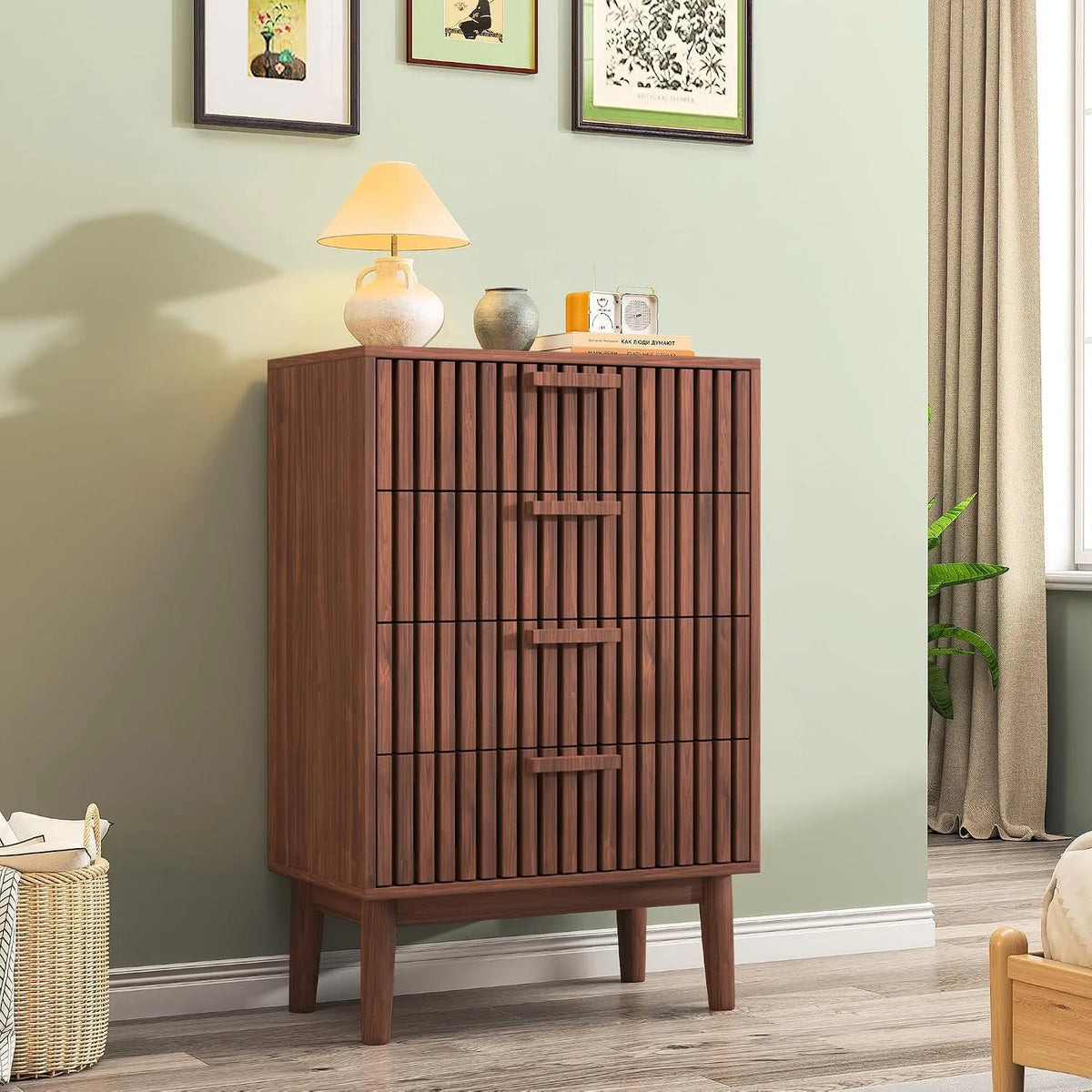 Commode et meuble à tiroirs Bois Chambre Adulte: en bois, avec tiroirs, 4 Tiroirs, 60×34×91 cm