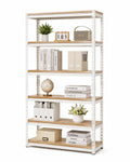 Étagère de bureau 5 niveaux acier MDF blanc hêtre