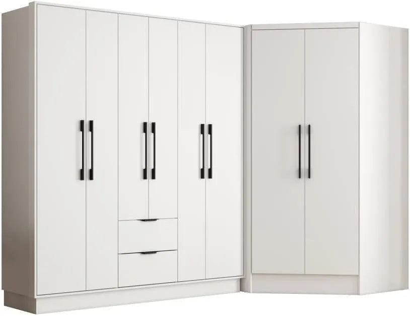 Armoire de rangement — FEOVA, avec tiroirs, 8 Portes, 2 tiroirs, blanc