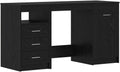 Bureau et table informatique — en bois, avec rangement, 2 pièces, 140 × 50 × 76 cm, noir