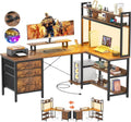 Bureau et table informatique — réversible, avec tiroirs, affichage LED, avec écran, marron