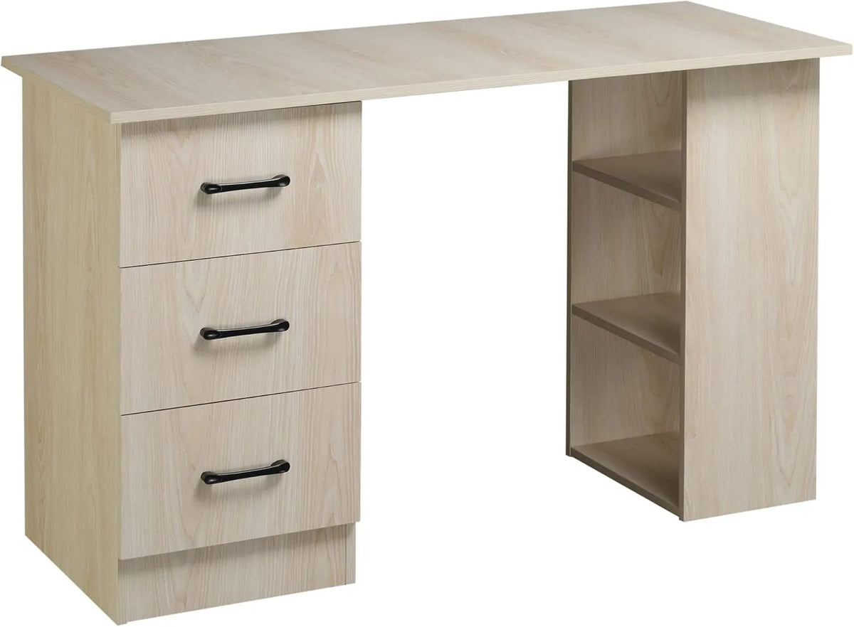 HOMCOM Bureau — en bois, avec rangement, avec tiroirs, avec Bibliothèque et étagère de rangements, 120 × 50 cm, avec étagères