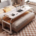 Ordinateur portable: avec Bureau et table informatique, réglable, avec roulettes, format portable, blanc, hauteur réglable