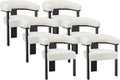 Chaise – LIVELIA, revêtement en tissu, en bois, avec accoudoirs, revêtement bouclé, Lot de 6, noir