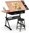 COSTWAY Bureau et table informatique – avec tiroirs, réglable, 61, 5 × 119, noir, inclinable