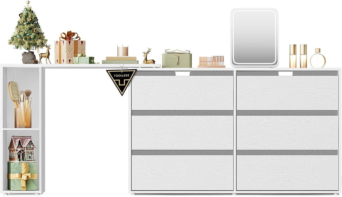 SONGMICS HOME LTS656W01 Bureau et table informatique: avec rangement, blanc