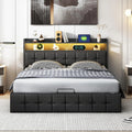 Lit 140x190 cm avec Rangement et éclairage LED – en cuir, avec port USB, affichage LED, 140 × 190 cm