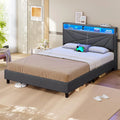 Lit 140x190 avec Sommier: avec rangement, avec Bibliothèque et étagère de rangements, réglable, affichage LED, 140 × 190, gris, avec étagères