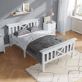 Lit Simple Bois Massif Pin 90x200 cm: en bois, 90 × 200 cm, blanc