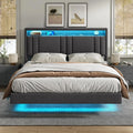 Lit 140x190 cm – réglable, affichage LED, 140 × 190 cm, gris
