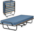 Lit Pliant 1 Personne 80x190CM – pliable, 80 × 190CM, 6, 5 cm, 136KG, bleu, revêtement en tissu