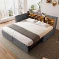 Canapé convertible et canapé-lit — revêtement en tissu, avec rangement, convertible, avec port USB, 180 × 200cm, gris