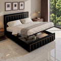 Lit Coffre 140x200 avec Sommier – avec rangement, 140 × 200, 140 × 200 cm, noir, revêtement en velours