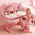 Bureau et table informatique: pour enfant, à motifs, style dessin animé, réglable, rose