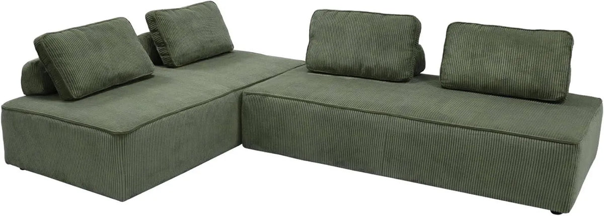 Canapé modulaire – P 90, en velours côtelé, avec chauffage, Lot de 2, 78cm, vert, 2 places