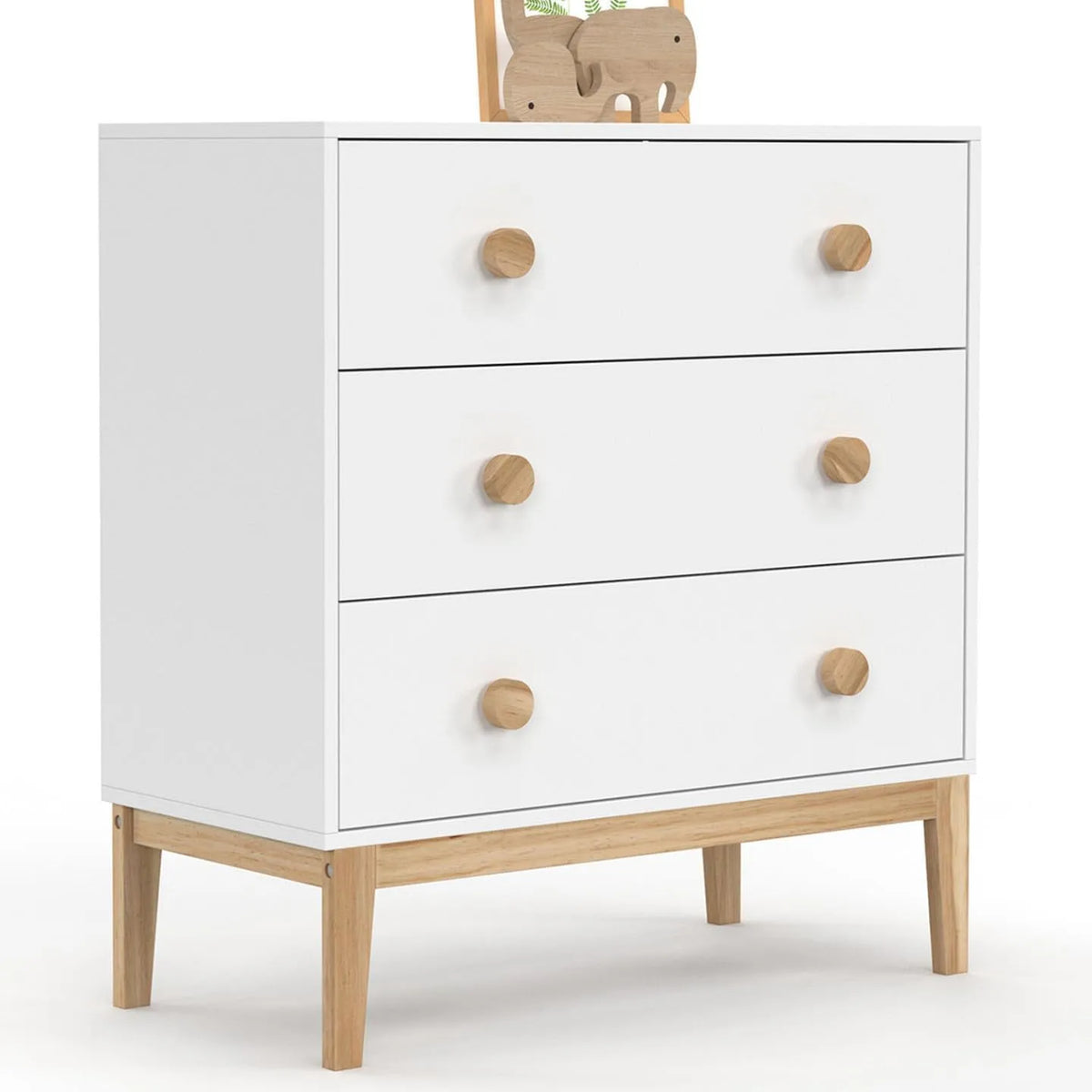 IDMarket: pour enfant, en bois, avec tiroirs, 3 tiroirs, 80 cm, blanc