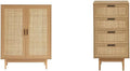 Buffet et meuble de rangement Haut Amana Effet chêne et cannage en rotin 2 — avec tiroirs, 2 Portes, 4 tiroirs