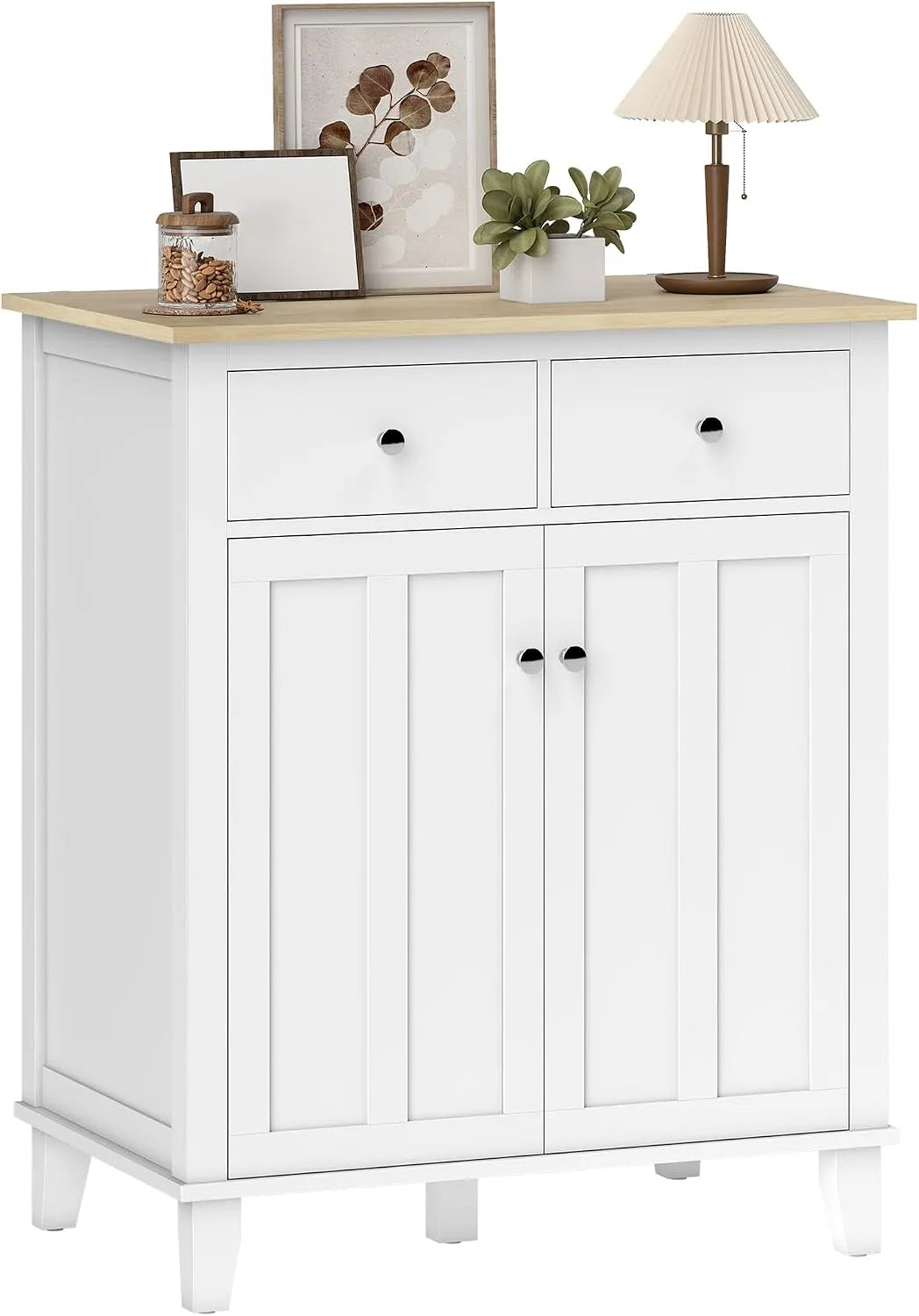 HOMCOM Bureau et table informatique — en bois, avec rangement, avec tiroirs, 2 Portes, 2 tiroirs, 76 × 48 × 91 cm, blanc