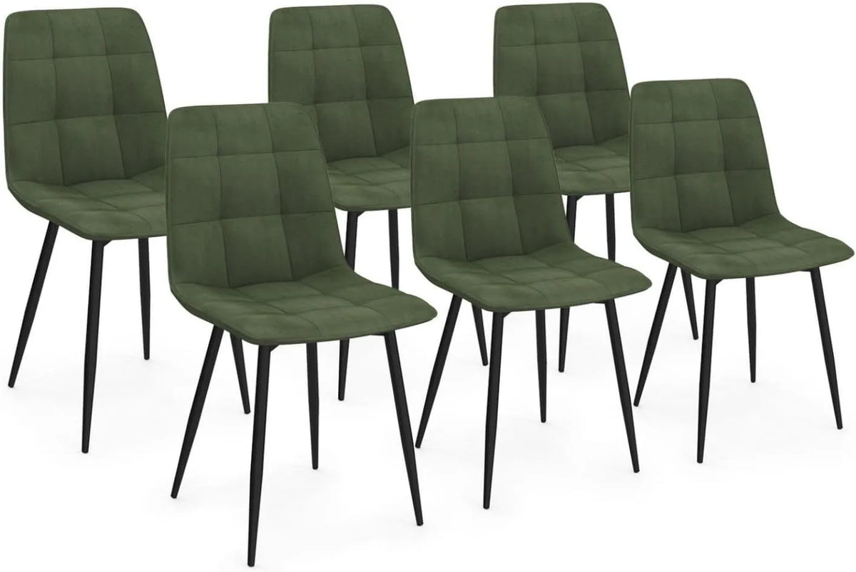 Chaise: Lot de 6, vert, revêtement en velours