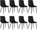 Chaise – en métal, avec dossier, Lot de 8, noir, revêtement en velours