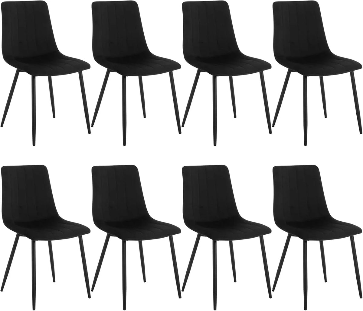 Chaise — en métal, avec accoudoirs, avec dossier, Lot de 8, noir, revêtement en velours