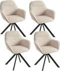 Chaise – en métal, pivotant, avec accoudoirs, Lot de 4, beige