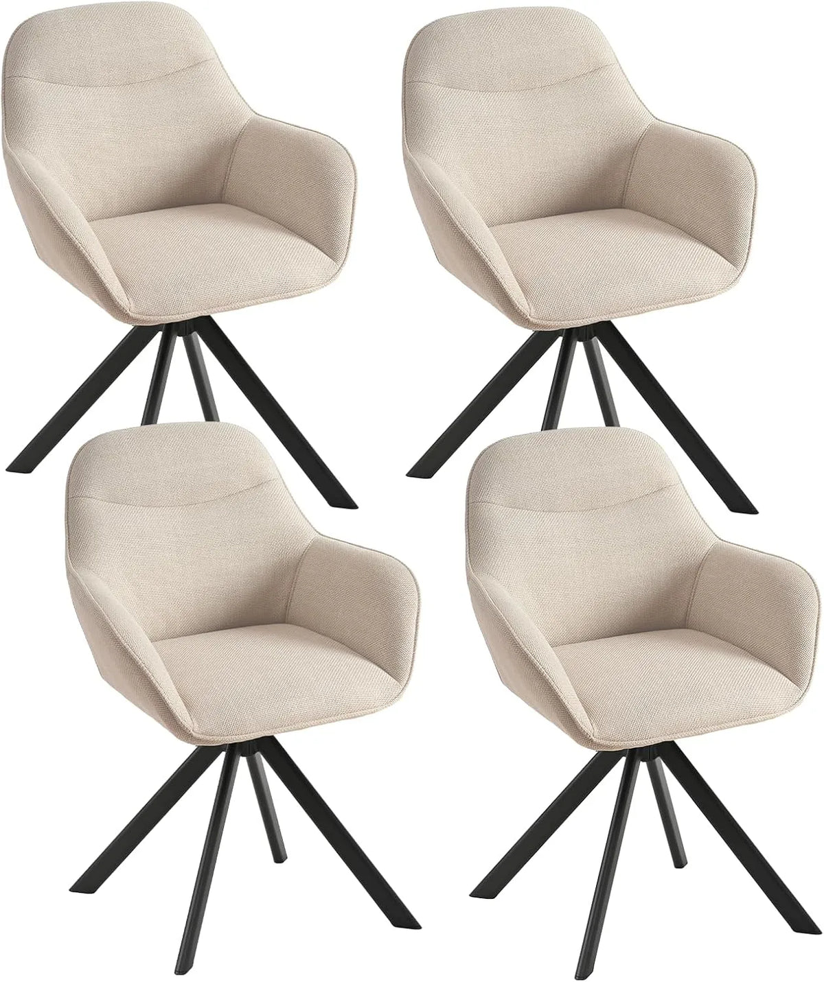 Chaise – en métal, pivotant, avec accoudoirs, Lot de 4, beige