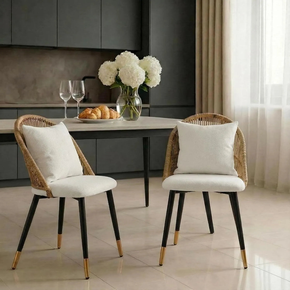 Chaise — 150 kg, beige, en résine tressée