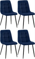 Chaise: Lot de 4, bleu, revêtement en velours