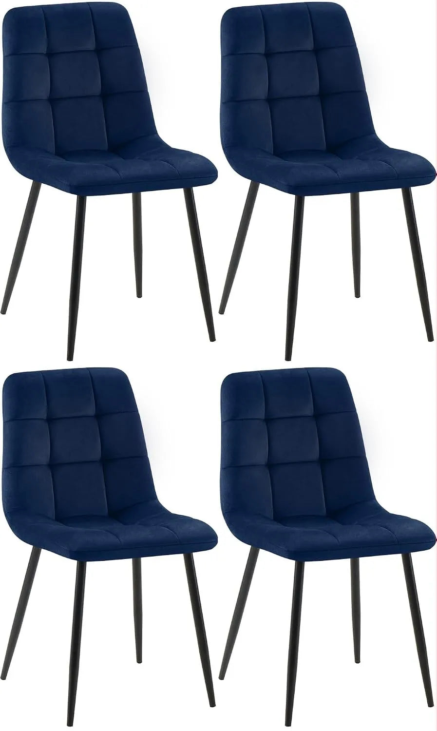 Chaise: Lot de 4, bleu, revêtement en velours